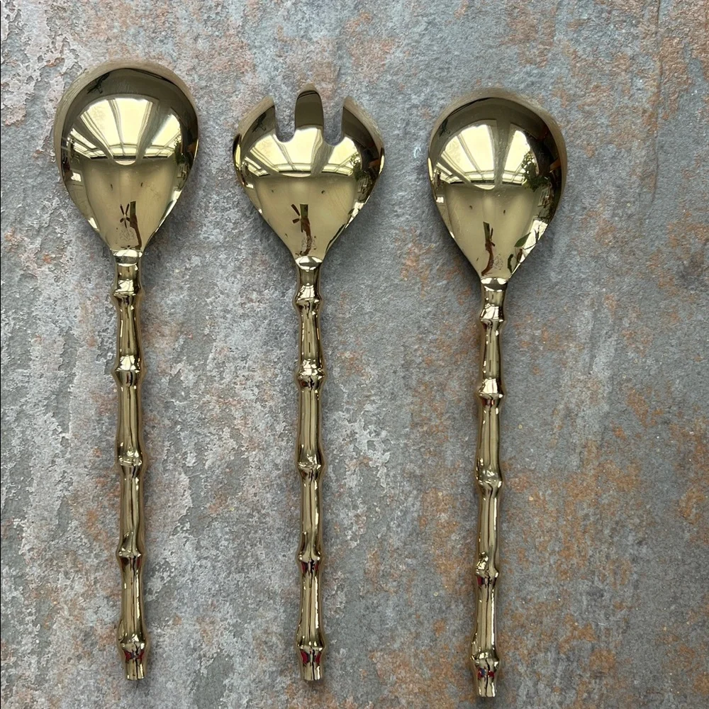 Elegant Gold Bamboo Cutlery Set